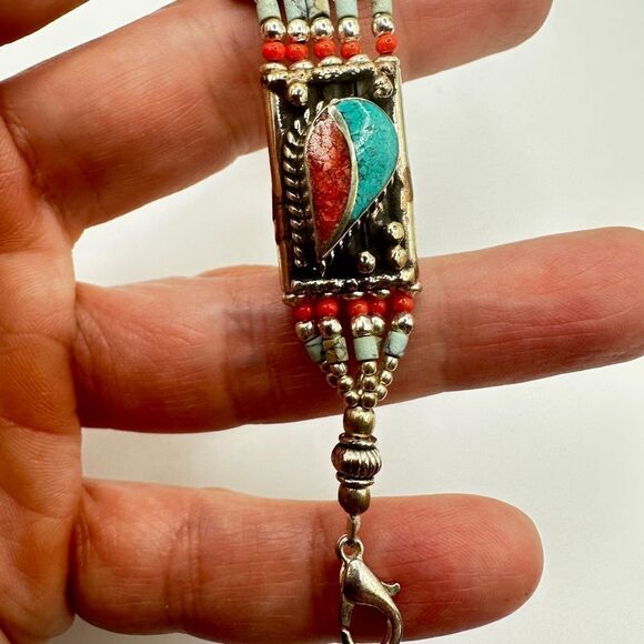 SALE! Amazing southwest style, silver plated and composite stone bracelet! - Picture 6 of 12